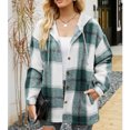 thumbnail image 2 of Mujer Cárdigan Sudadera Elegante Casual Otoño Invierno Bloques De Color A Cuadros Mujer Casual Sudadera Con Capucha Verde XXL, 2 of 6