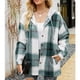 thumbnail image 2 of Mujeres cardigan sudadera elegante casual Otoño Invierno color bloqueo Plaid mujer casual sudadera con capucha, 2 of 6