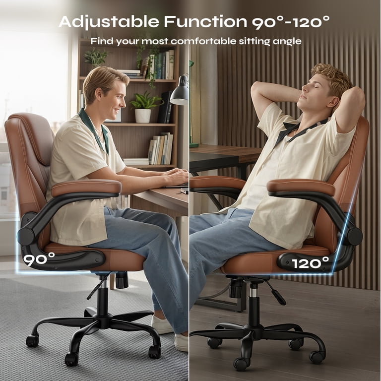 Pinmoco Ergonomic Office Chair High Back, Brown PU Leather photo 5