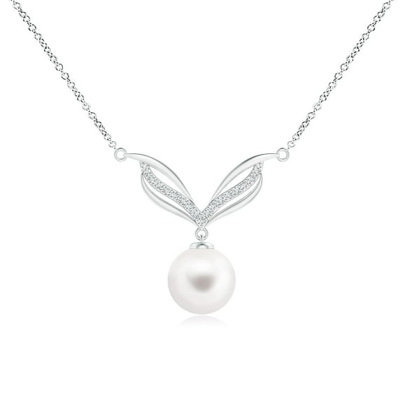ANGARA Freshwater Cultured Pearl Angel Wings Necklace with Diamonds in 925 Sterling Silver for Women | June Birthstone, Birthday, Anniversary, Jewelry Gift for Women | Pearl Necklace