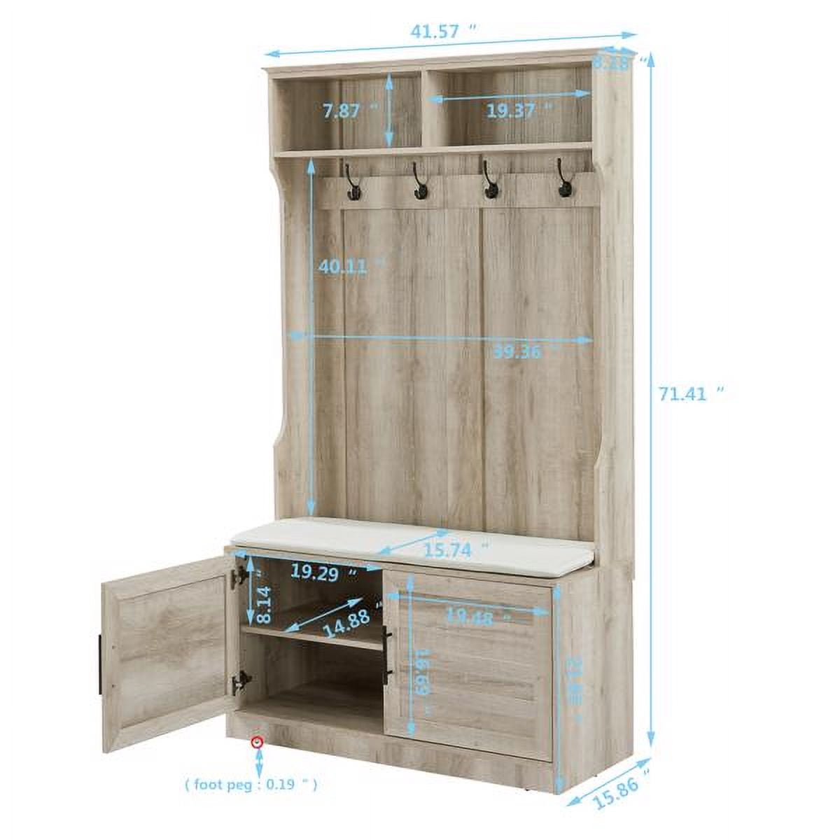 Wood Coat Rack, Storage Shoe Cabinet, with Clothes Hook, with Sponge Pad Product, Multiple Storage Racks, bedroom, porch wardrobe storage rack, Beige