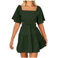 thumbnail image 2 of Fankiway Mode Femmes Robe d'Été à Col Carré Manches Courtes Décontractée Grande Taille pour Femmes Rondes Robes de Printemps pour Femmes 9109, 2 of 5
