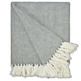 thumbnail image 1 of Fabstyles Herringbone Stripe Cotton Throw with Fringe, Lightweight Breathable Throw Blanket, 1 of 4