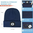 thumbnail image 2 of Unisex Hat with Light, 2 Pack USB Rechargeable Hands Free Headlamp LED Beanie,Gifts for Dad Father Men Husband Winter Warm Knitted Cap (Black & Navy Blue), 2 of 7
