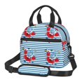 thumbnail image 1 of Balery Red Funny Crab on Blue Stripe Bolsa de Almuerzo Impresa, Caja de Almuerzo Reutilizable, Bolsa Térmica Aislada para Almuerzo, Bolsa Antiderrames, 1 of 7