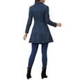 thumbnail image 3 of INSPIRE CHIC Women's Notched Lapel Double Breasted Elegant Winter Long Coat S Dark Blue, 3 of 6