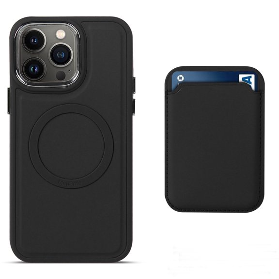 SaniMore for iPhone 14 Pro Max 6.7" Magnetic Case, Smooth Matte Case with Car Mount & Card Slot Wireless Charging Shockproof Protective Case for 14 Pro Max Women Men, Black