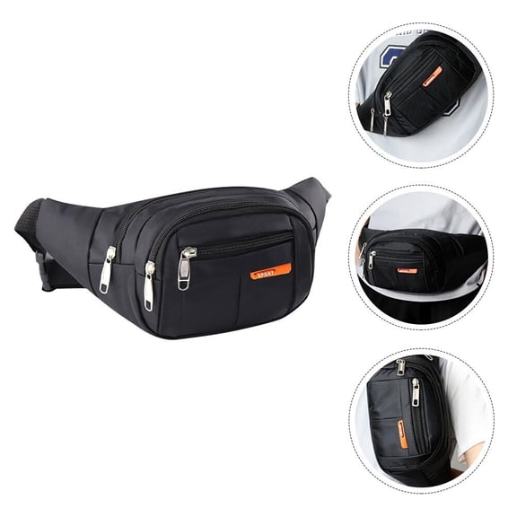 CIMAXIC Men Rectangular Black Nylon Waterproof Sports Waist Bag with Storage Function 1Pack