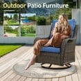 thumbnail image 2 of PARKWELL 3-Piece Patio Wicker Chairs Swivel Rocker Set,Outdoor High Back Swivel Glider Rocking Lounge Chairs with Side Table for Patio Deck Garden,Brown/Navy, 2 of 8