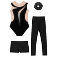 thumbnail image 3 of TSSOE Gymnastics Leotard for Girls Sleeveless Ballet Dance Unitard with Shorts Leggings Hairband 4 Piece Outfit Black 8, 3 of 5
