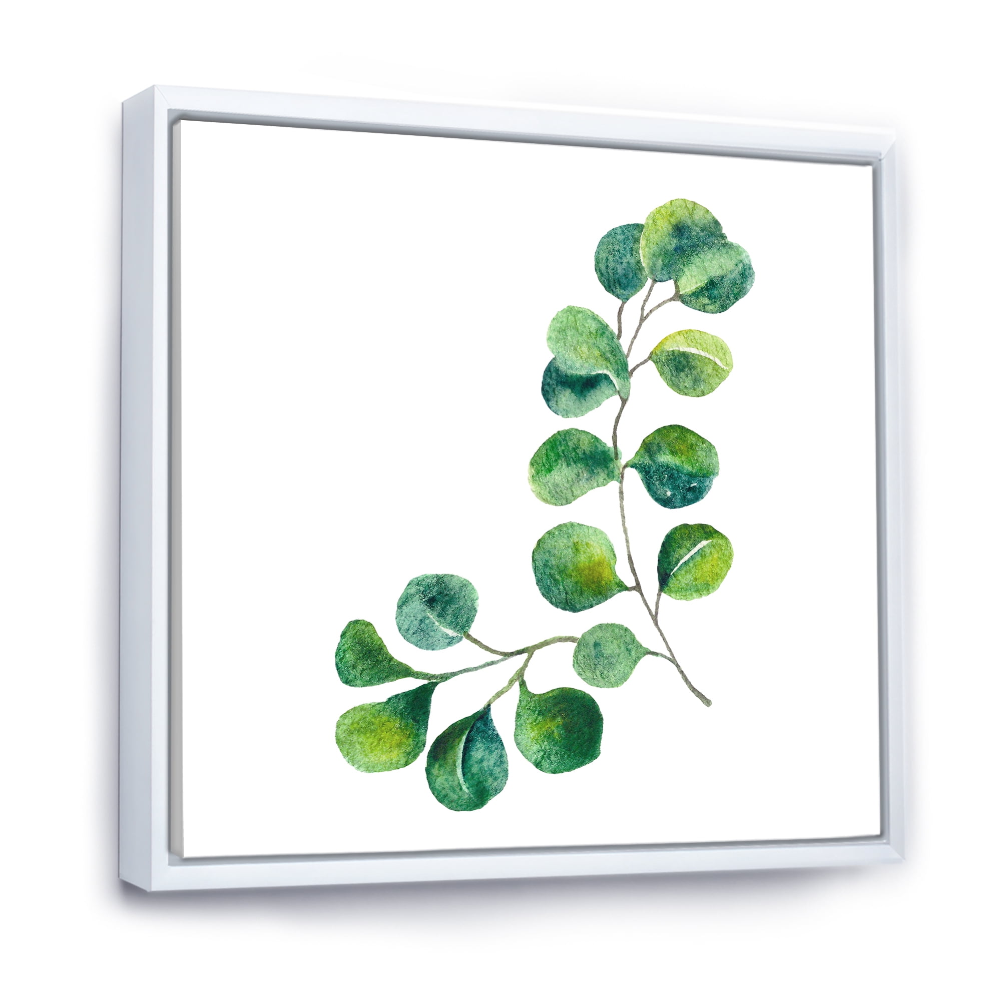 Designart 'Green Eucalyptus Plant Branches II' Traditional Framed Canvas Wall Art Print
