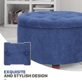 thumbnail image 4 of MoNiBloom Storage Ottoman with Padded Seat, Modern Cotton-linen Footrest, Round Seat Stool, Navy Blue, 4 of 8