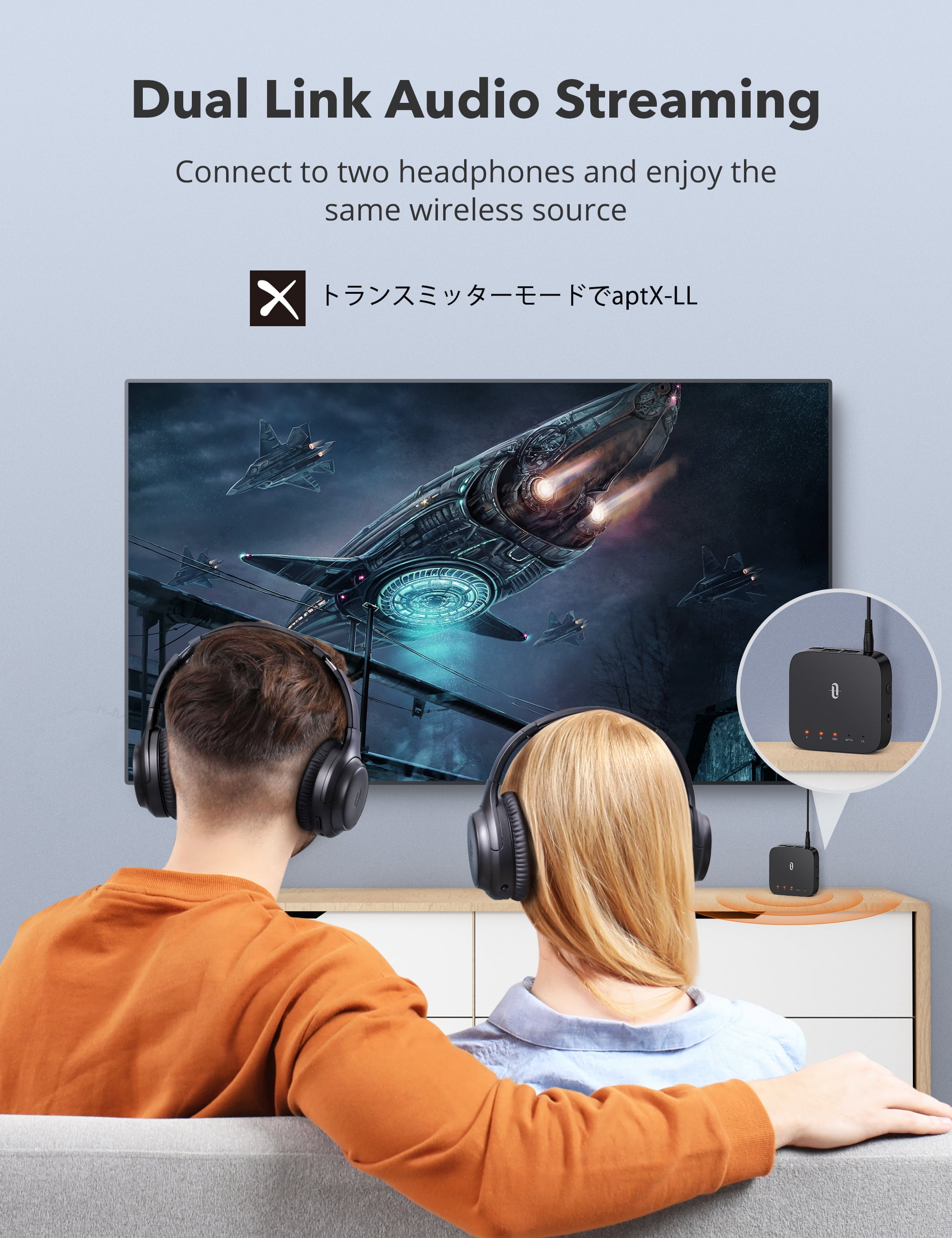TaoTronics Wireless Bluetooth 5.0 Transmitter Receiver with Codec Display 24H Play Time Dual Link AptX Low Latency for TV Home Walmart
