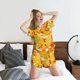 thumbnail image 5 of Balery Autumn Maple Leaves Conjunto de Pijama para Mujer con Estampado, Dos Piezas de Manga Corta y Shorts, Ropa de Dormir Suave con Cuello Redondo y Bolsillos-3X-Large, 5 of 6