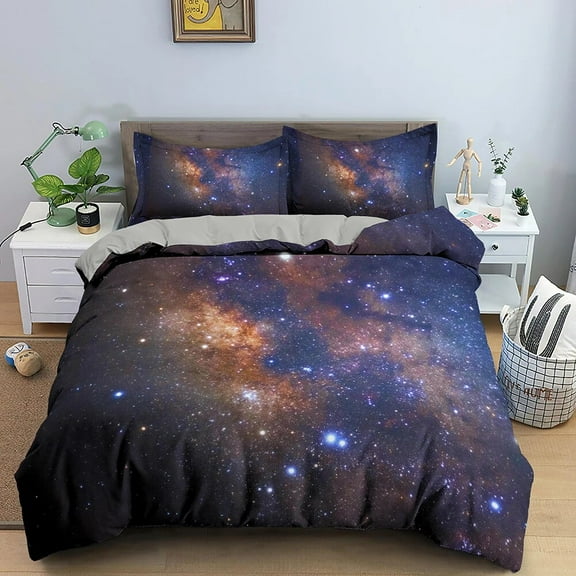 Galaxy Duvet Cover Set Single Double King Size 2/3pcs Bedding Set Universe Outer Space Themed Comforter Cover for Kids