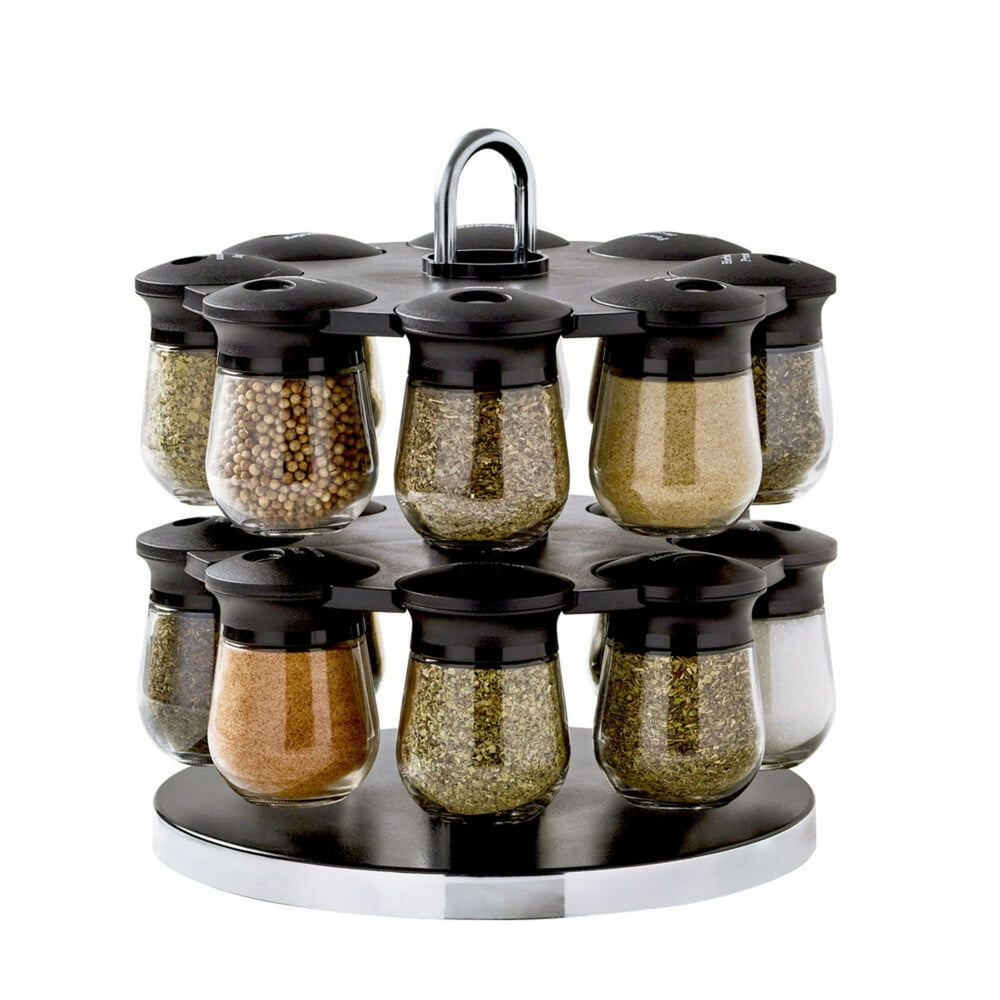 Kamenstein 16Jar Duke HangingGlass Jar Spice Rack, Spices Included
