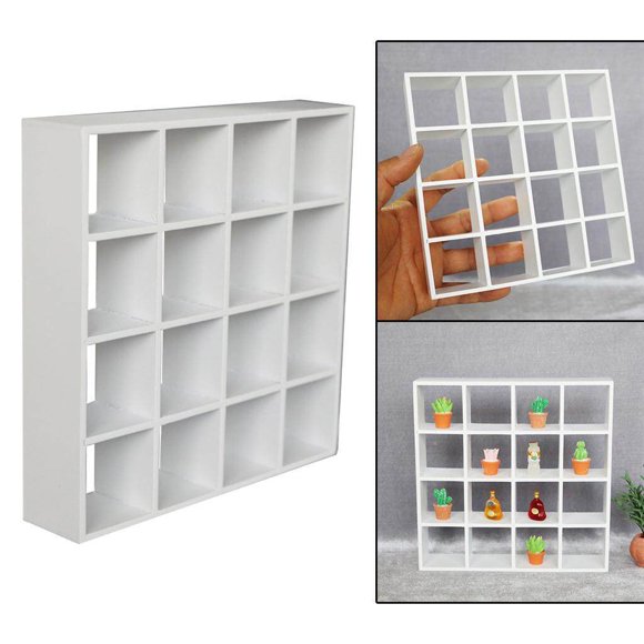Langgg 12th Dollhouse Birch Wood Dolls House Miniature Lattice Shelves Decoration miniatures furniture Bookcase Kitchen scale Dolls Home Furniture