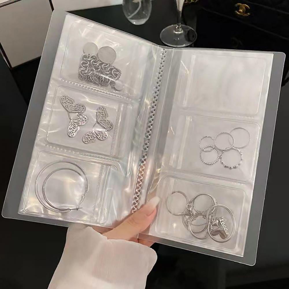 MINGRI Transparent Jewelry Storage Book with Pockets,Upgrade Travel Jewelry Earring Organizer Storage Book Travel Portable Jewelry Earrings Storage Bags