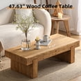 thumbnail image 5 of CQSXDA Rectangular Farmhouse Solid Wood Coffee Table, 47.6" Low Profile Rustic Accent Table for Home Office or Living Room, 5 of 8