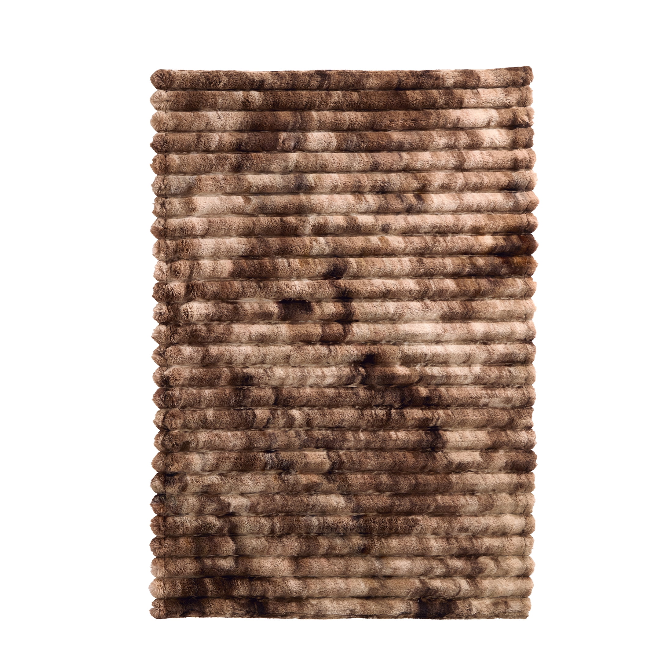 Better Homes & Gardens Brown Marbled Exaggerated Channel Faux Fur Oversized Throw, 50 in x 72 in