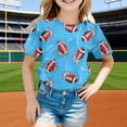 thumbnail image 2 of Girls Shirts Short Sleeve Football Graphic Print Casual Crew Neck Tee for Toddler Youth Kids Sky Blue 3 Years-4 Years, 2 of 4