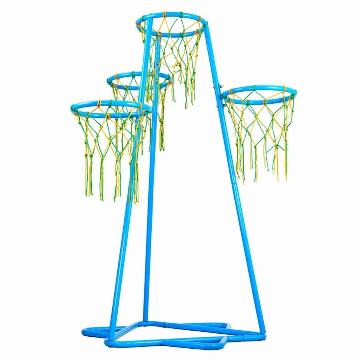 Adjustable Height Portable Basketball Hoop Stand with 4 Hoops