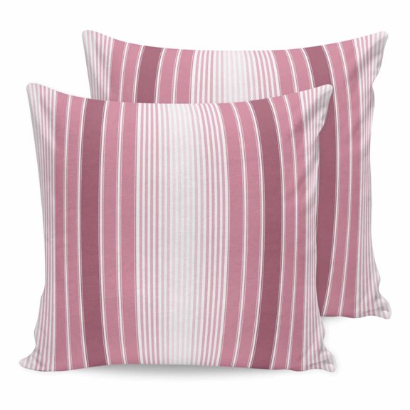 Pillow Covers 18x18 Set of 2, Pink Ombre Stripe Square Throw Pillow Covers for Couch/Sofa/Living Room, Farmhouse Simple Striped Decorative Soft Pillowcases for Couch Throw Pillows with Hidden Zipper