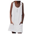 thumbnail image 2 of SMihono Robe d'Été Grande Taille pour Femmes 2023 Été Confortable Décontractée Unie Sans Manches à Col Rond avec Boutons et Poches Robe Courte, 2 of 6