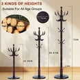thumbnail image 5 of Wooden coat rack freestanding, 14 Hooks Coat racks stand for Entryway, Adjustable Height Coat Tree for Hats, jacket, Handbags, Vintage heavy duty coat rack, 5 of 7