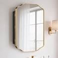 thumbnail image 2 of Soges 36"x24" Bathroom Medicine Cabinet with Mirror, Wall Mounted Bathroom Storage with Recessed/Surface Mount Options, Gold Metal Frame with Distressed Finish, Easy Installation, 2 of 8