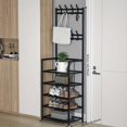 thumbnail image 4 of 4-Tier 8-Hook Metal Entryway Organizer Rack - Multi-Functional Coat And Shoe Rack For Living Room, Bedroom, Easy Assembly, Kitchen Shelf, Stove Stand, 4 of 5