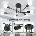 thumbnail image 5 of Senhu Sputnik Chandelier Light Fixture Modern Sputnik Ceiling Lights Black Mid Century Sputnik Light Fixture, Semi Flush Mount, for Bedroom Kitchen Dining Room, 6 Lights, Bulbs Not Included, 5 of 7