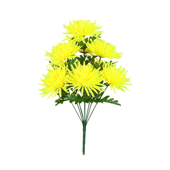 1Pc Yellow Artificial Dahlia Flowers Bush 6 Heads Silk 15.7" Fake Dahlias Flowers Wedding Bouquets Faux Dahlia Flower Floral Arrangements for Outdoor Indoor Table Centerpieces Home Decor