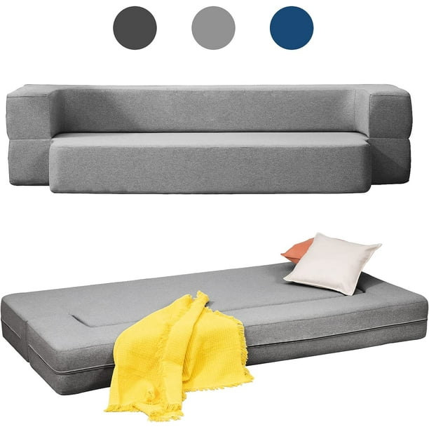 Mjkone Folding Twin Size Sleeper Sofa Bed,Convertible Couch Bed,Floor Foam Mattress, Linen