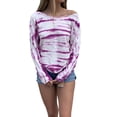 thumbnail image 1 of Top casual para mujer, estampado floral, cuello con hombros descubiertos, manga larga, para levantamiento diario y al aire libre, 1 of 6