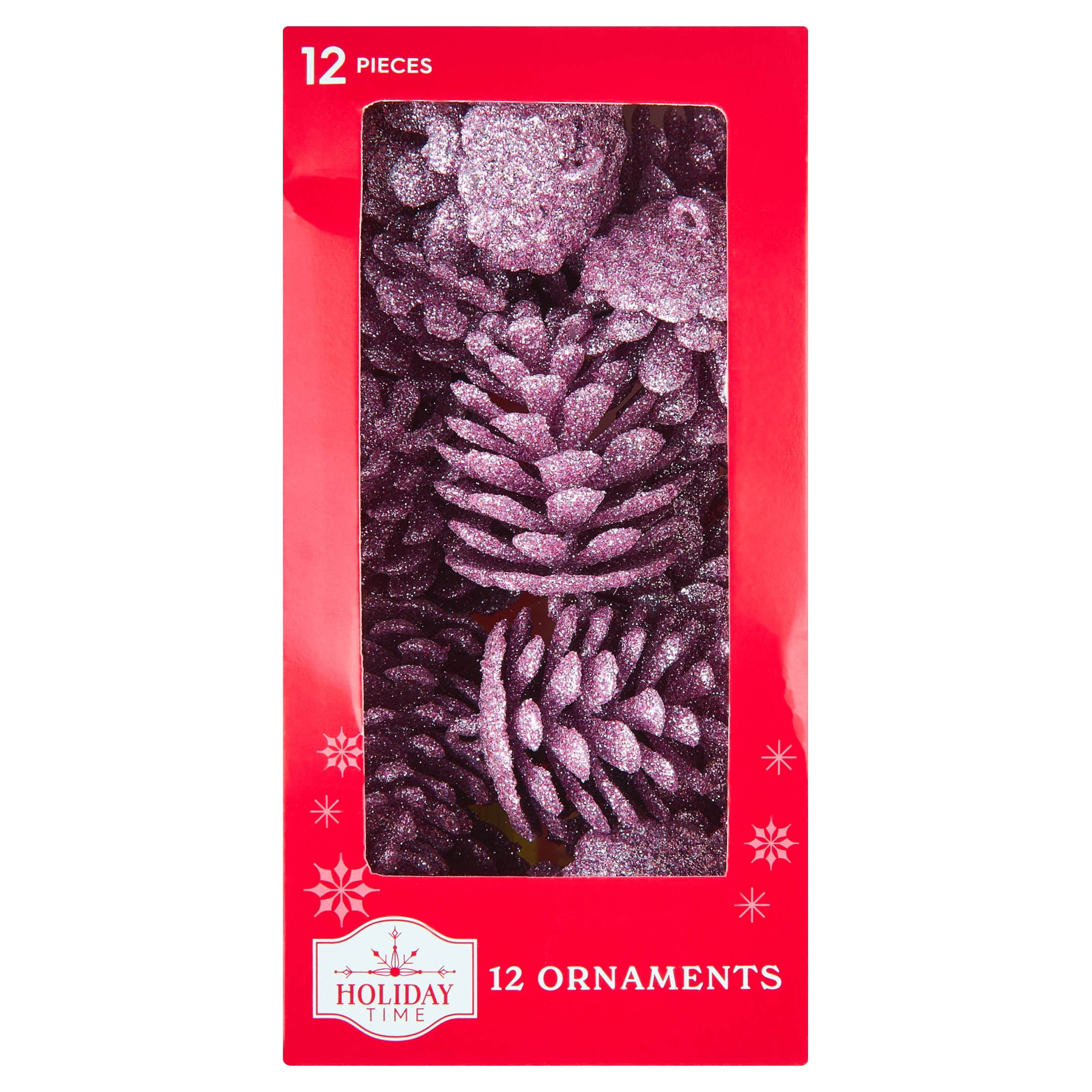 12-Count Pink Glitter Pinecone Christmas Ornaments, 2.4", by Holiday Time
