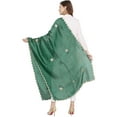 thumbnail image 3 of eloria Floral Bottle Green Woman's Indian Ethnic Chunni, Dupatta, Stole, Scarf Shawl Wrap, 3 of 4