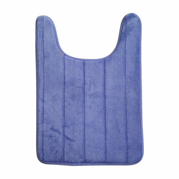 Tkrady Memory Foam Toilet Bath Mat U-Shaped, Soft and Comfortable, Commode Contour Rug, Non-Slip, Thick, Super Water Absorption, Machine Wash and Easier to Dry for Bathroom, 24 X 20 Inches, Blue