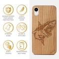 thumbnail image 4 of Case Yard Wooden Case Outside Soft TPU Silicone, Slim Fit Shockproof Wood Protective Phone Cover for Girls Boys Men and Women, Supports Wireless Charging Shark Design case for iPhone-XR, 4 of 7