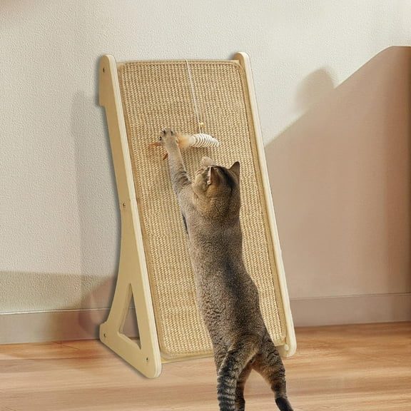Cat Scratcher, Sisal Cat Scratching Pad, L Shape Cat Scratch Pad for Indoor Cats, 27 Inch Furniture Protector with Mouse Toy