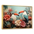 thumbnail image 2 of Designart "Toucan Collage Blue and Pink Tropics I" Animals Framed Wall Art - Modern Farmhouse Pink Toucan Living Room Framed Canvas Art, 2 of 6
