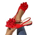 thumbnail image 4 of Women's Fashionable Versatile Plus Size Pointed Toe Flats-Solid Color Floral Closed Toe Sandals Red 39, 4 of 9