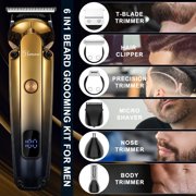 Hatteker 7-in-1 Men's Grooming Kit, Hair Clipper, Beard Trmmer, Cordless Waterproof Trimmer with Nose Ear Trimmer, Gold