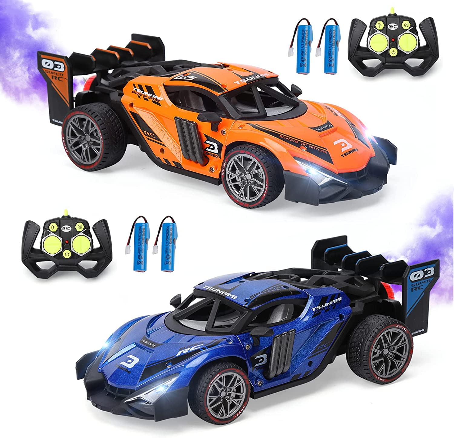 Remote Control Car RC Drift Car 1:16 Scale 4WD 18KM/H High Speed Model  Vehicle 2.4GHz with LED Lights Spray Rubber Tire Racing Sport Toy Car for