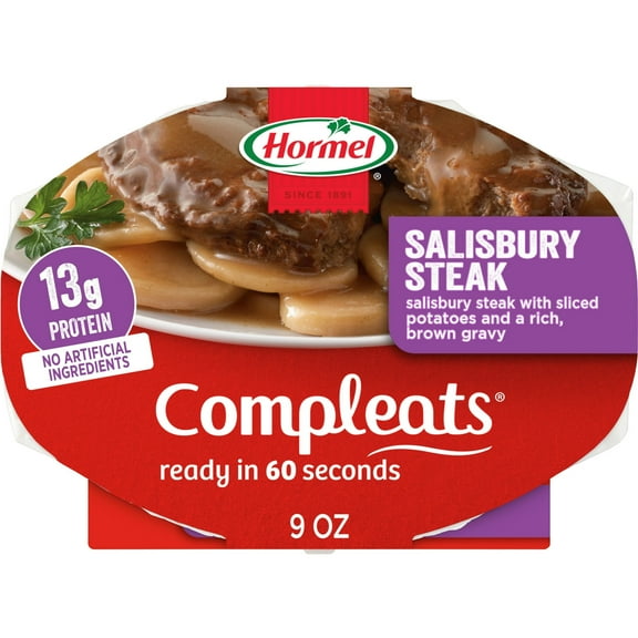 HORMEL COMPLEATS Salisbury Steak with Sliced Potatoes, 9 oz Plastic Tray, (Pack of 2)