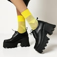 thumbnail image 2 of Platform Boots for Women Shinny Waterproof Classic Lace-up Leather Shoes Ankle Boots, 2 of 5