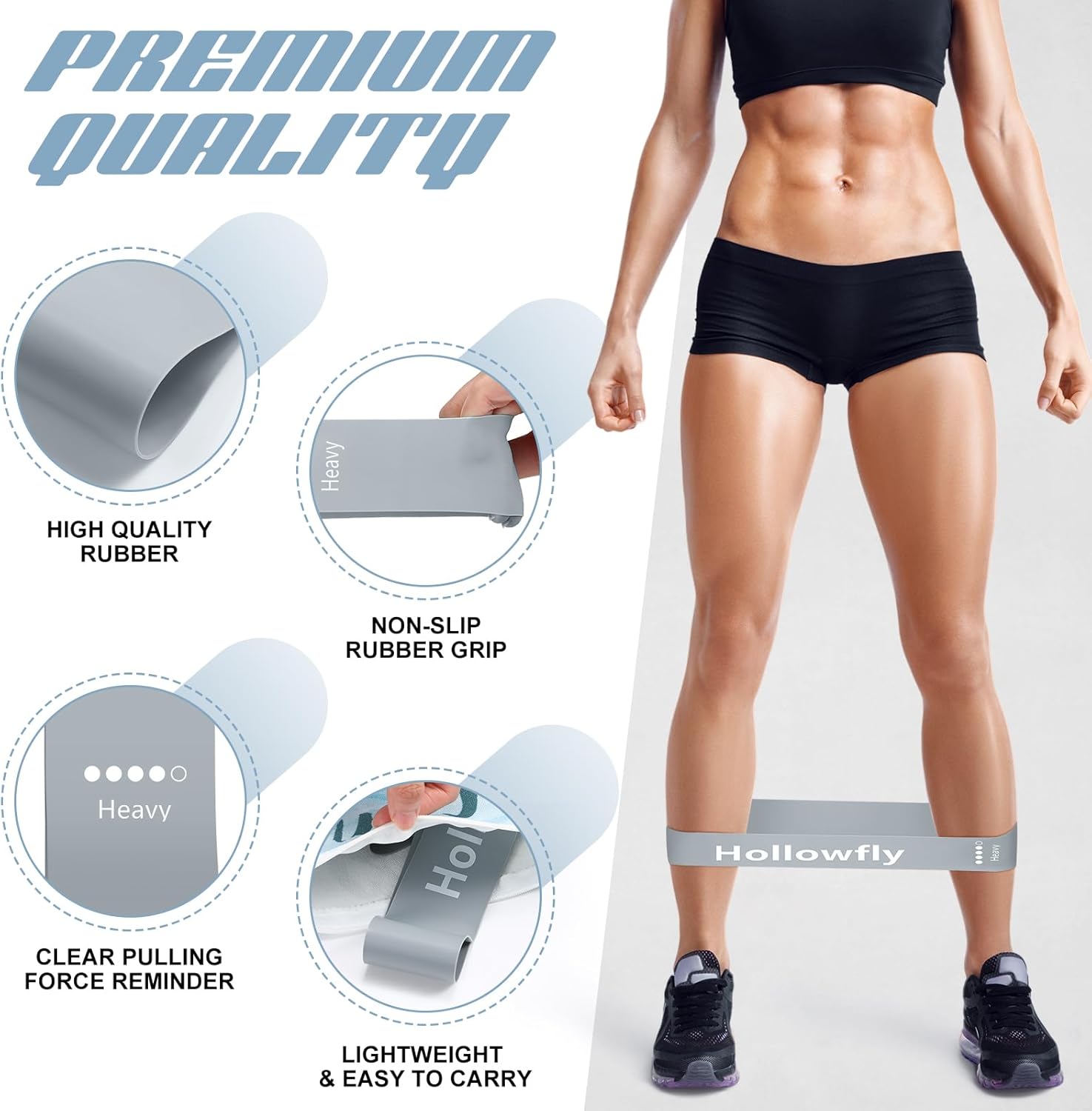 JJEAN-12 Pcs Latex Resistance Loop Exercise Bands for Booty Workout Stretch Exercise Bands Non Slip for Legs Squat Resistance Loop Women Men Starter Butt Hip Thigh Fitness