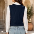 thumbnail image 2 of HomeDM Women's Faux Suede Vest V Neck Button Down Waistcoat with Pockets Sleeveless Jacket, 2 of 9