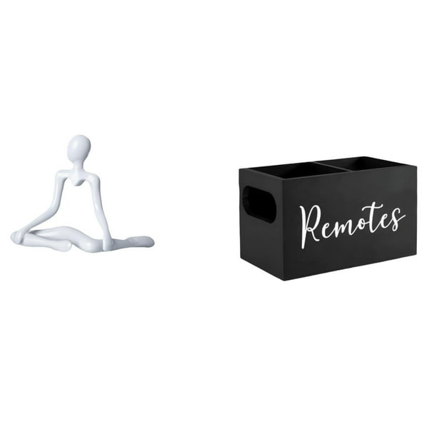 Organizador de escritorio con forma de figura abstracta de pensador, soporte de madera para control remoto de TV, organizador de almacenamiento con di