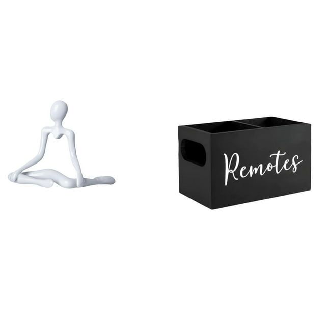Organizador de escritorio con forma de figura abstracta de pensador, soporte de madera para control remoto de TV, organizador de almacenamiento con di